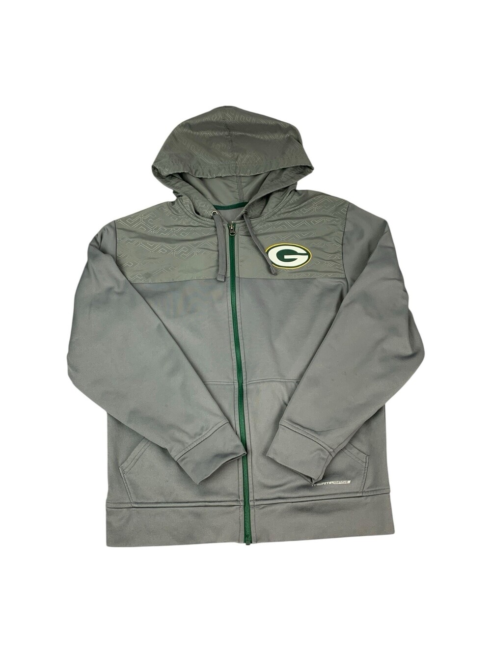 Green Bay Packers Full Zip Hoodie Jacket Majestic Thermabase Gray Men’s Medium